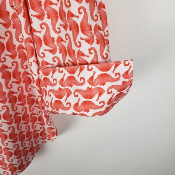 Chicos No-Iron Chic Stretch Button Up Seahorse Shirt Chicos 0 Womens Size 4 - Picture 5 of 6
